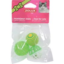 Lot de 3 balles variées pour chat 4 cm